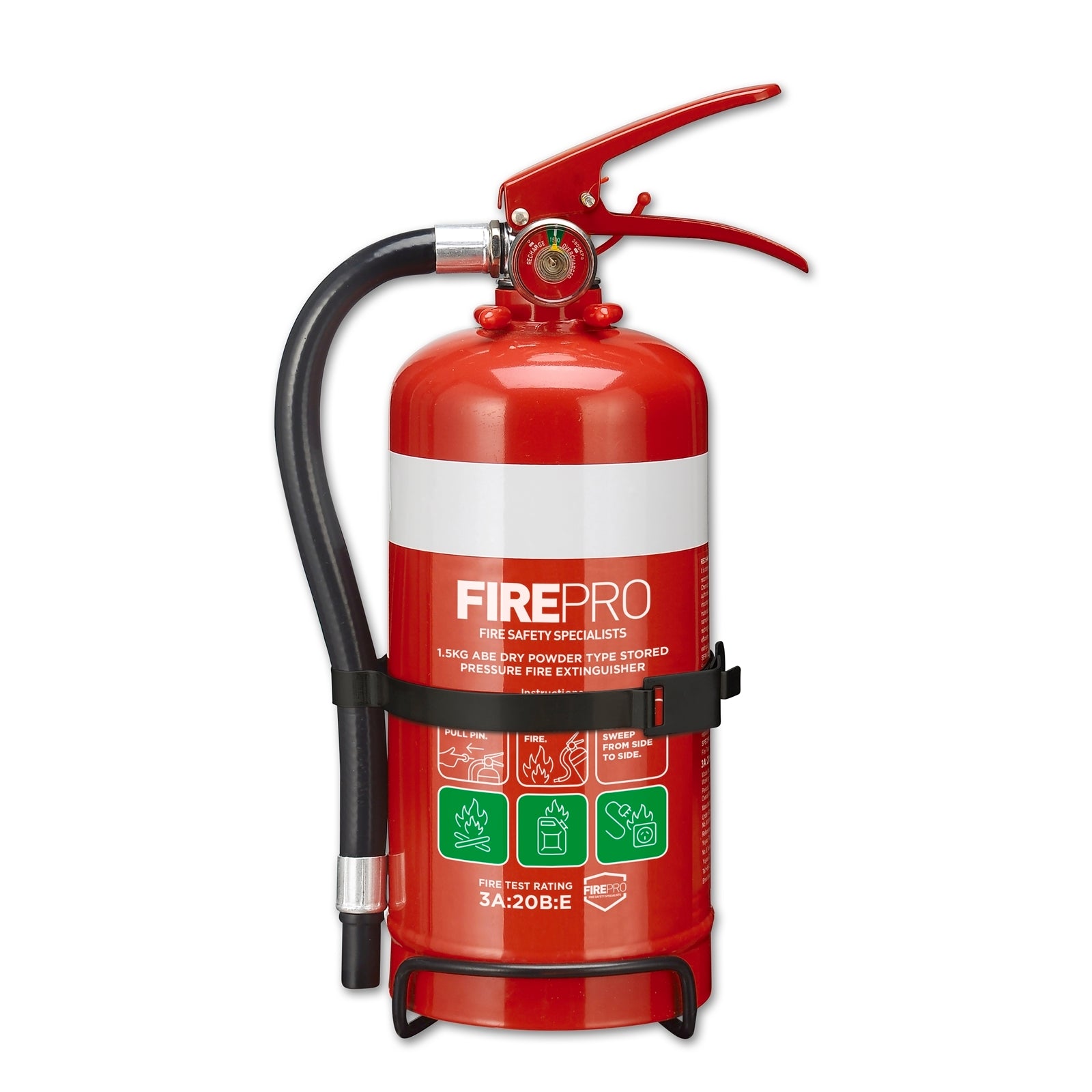 FirePro 1.5kg Dry Powder Fire Extinguisher Red Wall Mountable