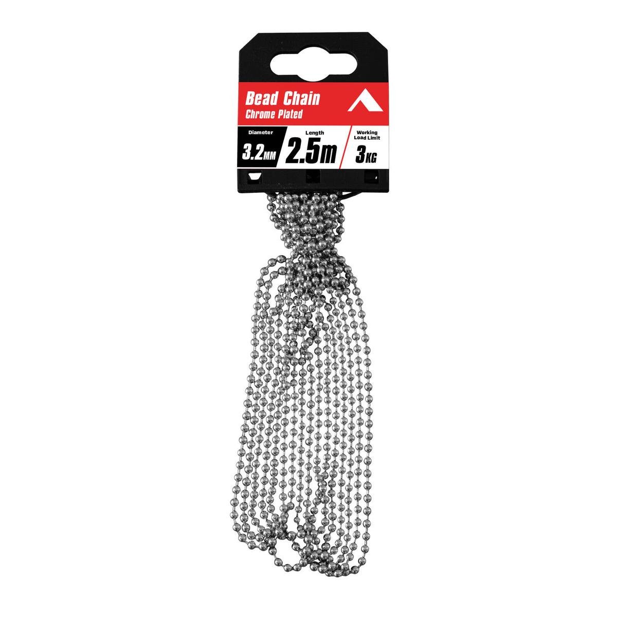 Pinnacle 3.2mm x 2.5m Chrome Plated Bead Chain for Roller Blinds