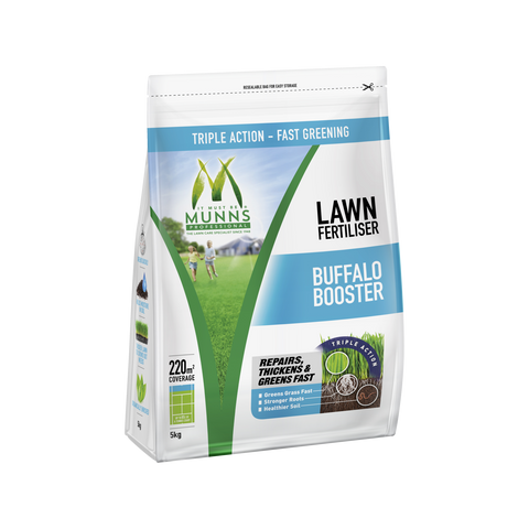 Munns Professional 5kg Buffalo Booster Granular Lawn Fertiliser 220sqm Coverage