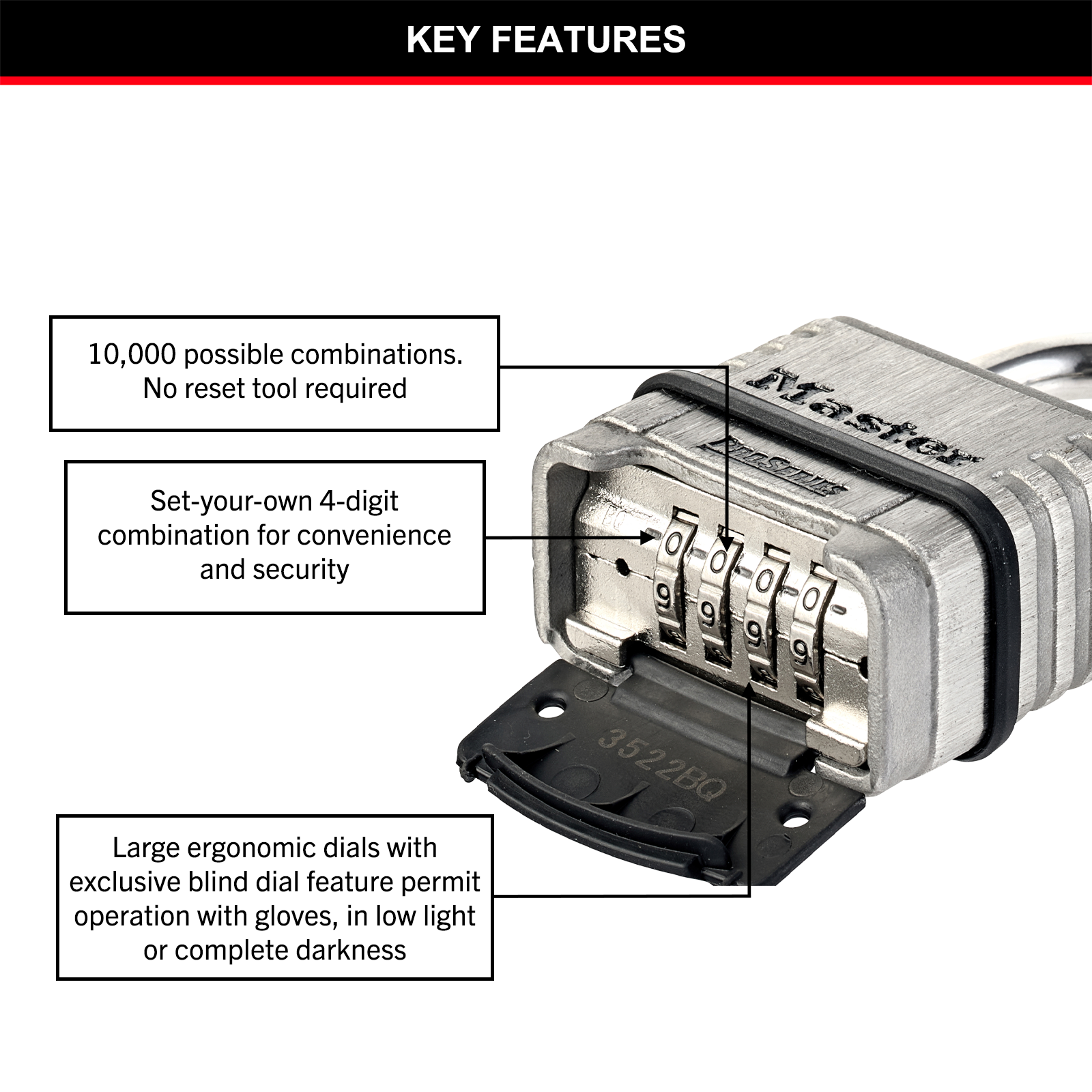 Master Lock 57mm Stainless Steel Combination Padlock Resettable