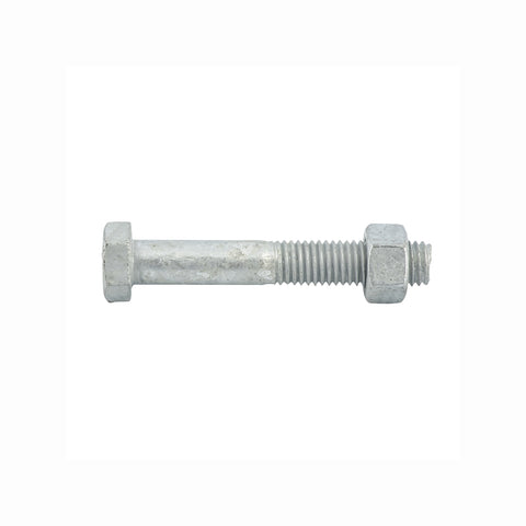 Zenith M12 x 75mm Hot Dip Galvanised Hex Head Bolt & Nut - 4.6 Grade Steel