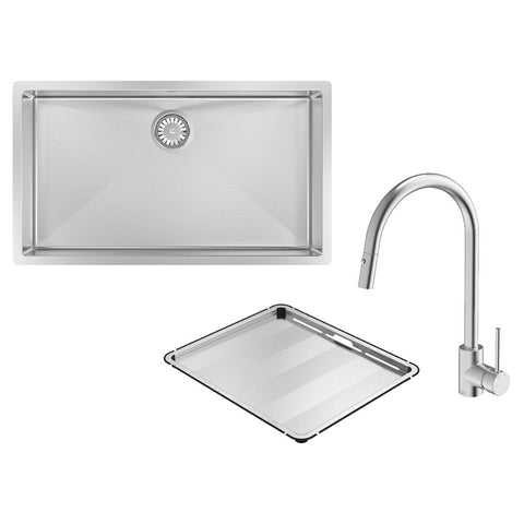 Abey Alfresco 700 Large Bowl Sink Pack - 316 Stainless Steel with Pull Out Mixer Tap - FRA700T15