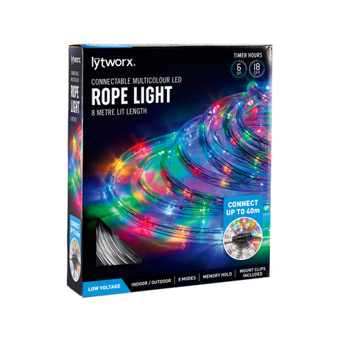 Lytworx 8m Multicolour Connectable Rope Light with Timer IP44 36V 6W 56405