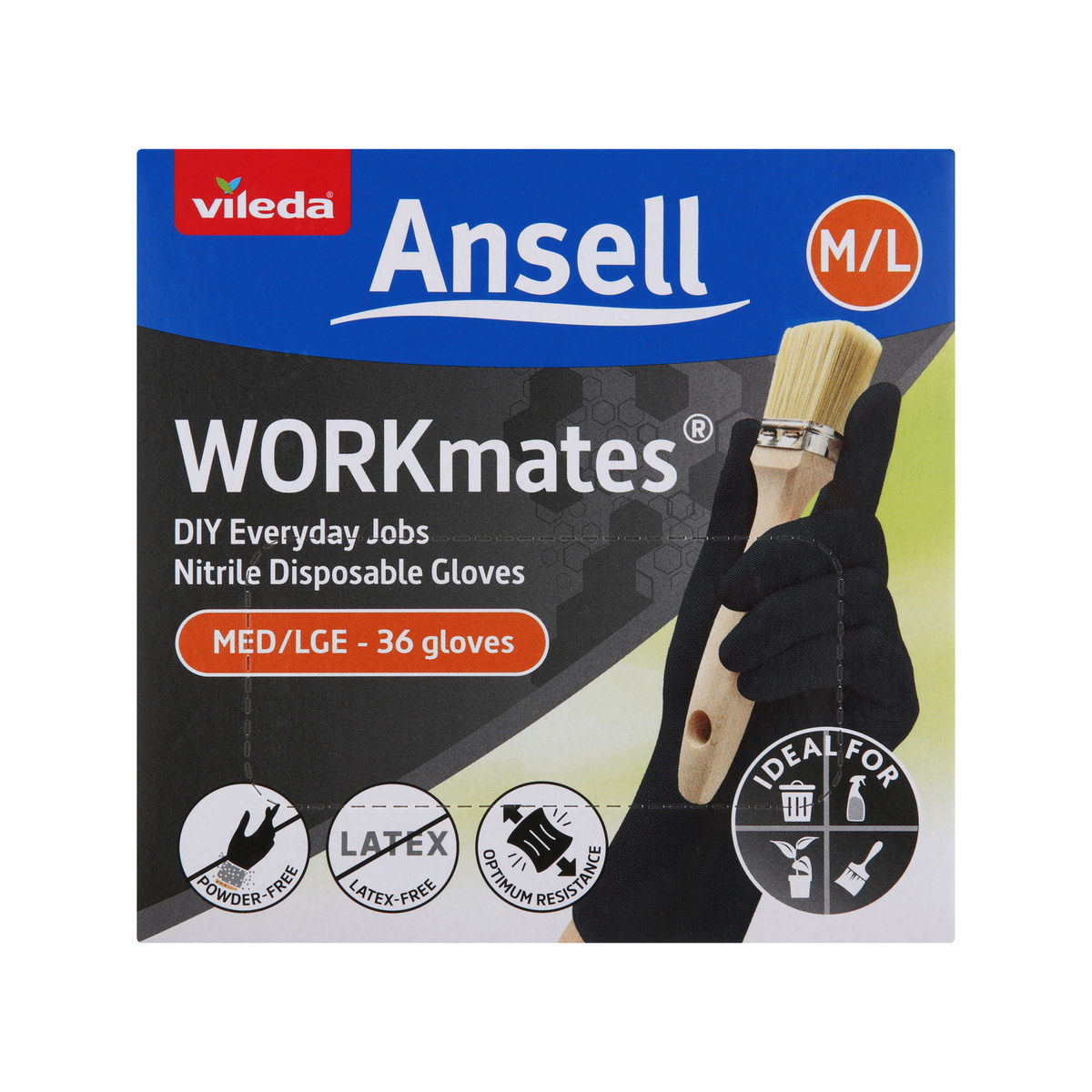 Vileda Ansell Workmates Nitrile Disposable Gloves 36pk M/L - Latex-Free - Powder-Free - Puncture Resistant - SuperSaverAU - view 2