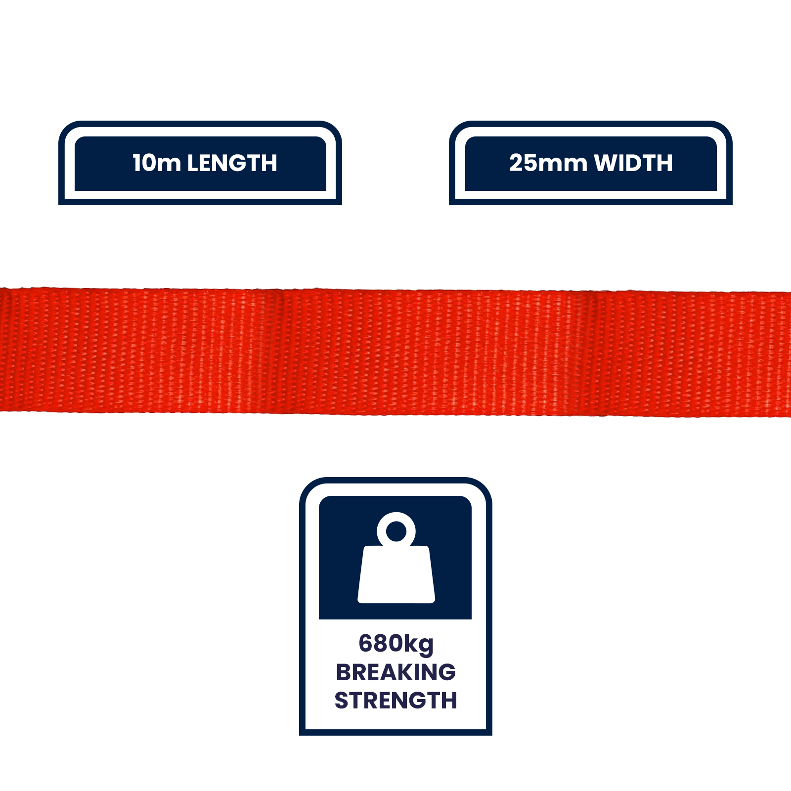 Grunt 25mm x 10m Red Polyester Poly Webbing