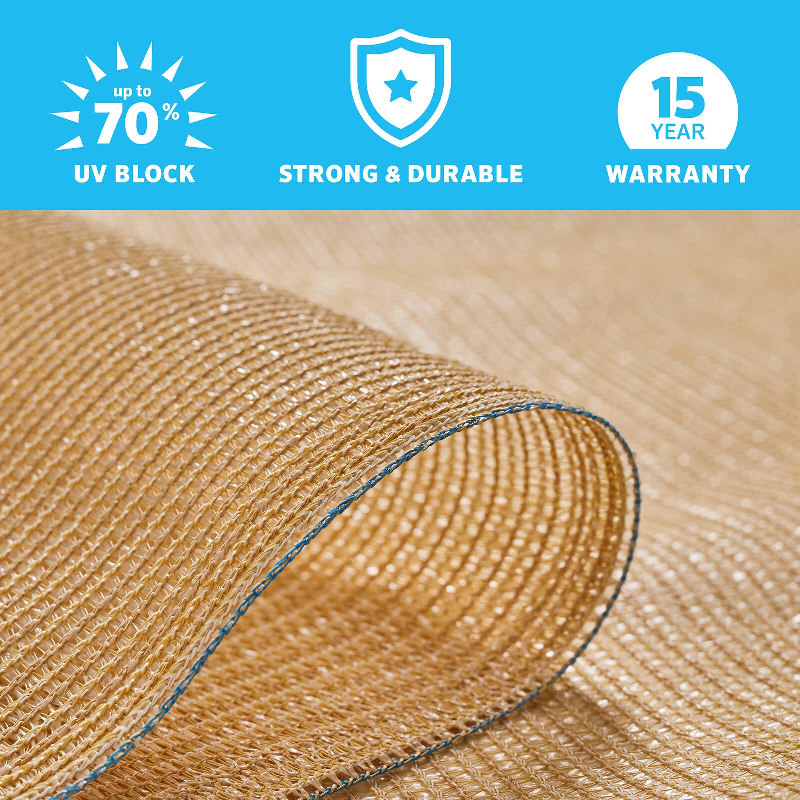 Coolaroo 1.83 x 1.83m Beech Heavy Duty Shade Cloth 70% UV Block