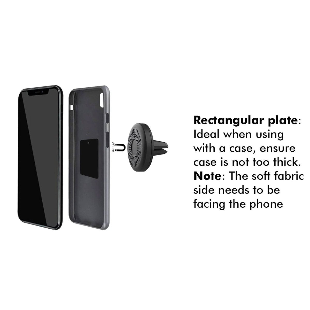 Antsig Magnetic Car Phone Holder Vent Mount - 4 Plates - 37mm x 37mm x 45mm - Black - High Strength Magnets - SuperSaverAU - view 3