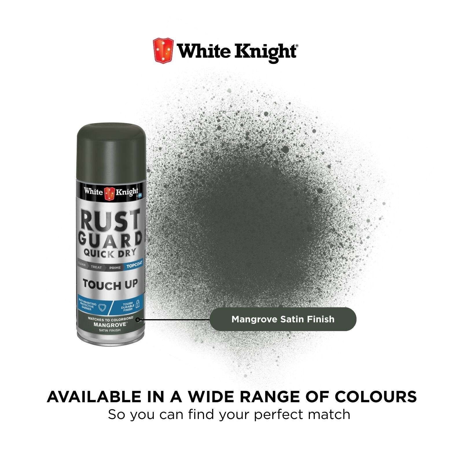 White Knight Rust Guard Touch Up Spray Paint Mangrove Satin 300g - For COLORBOND & Metal