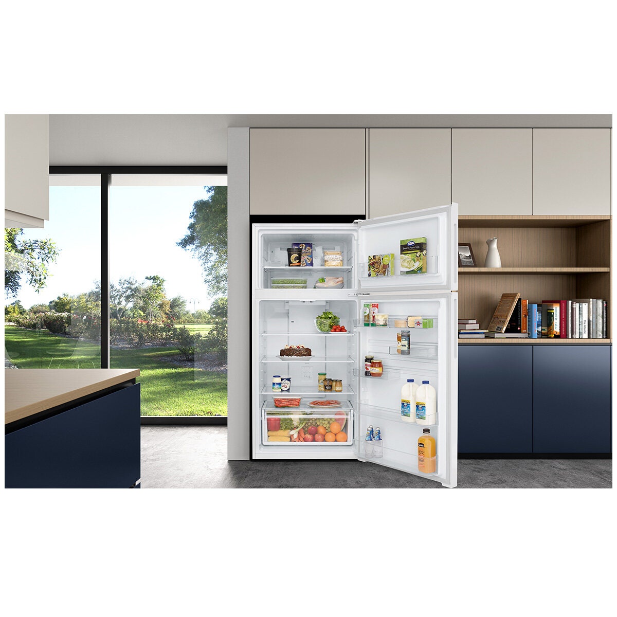 Westinghouse 503L Top Mount Refrigerator - White, Right Hinge, Sphere Ice Tray, Quick Chill - WTM5002WE-R