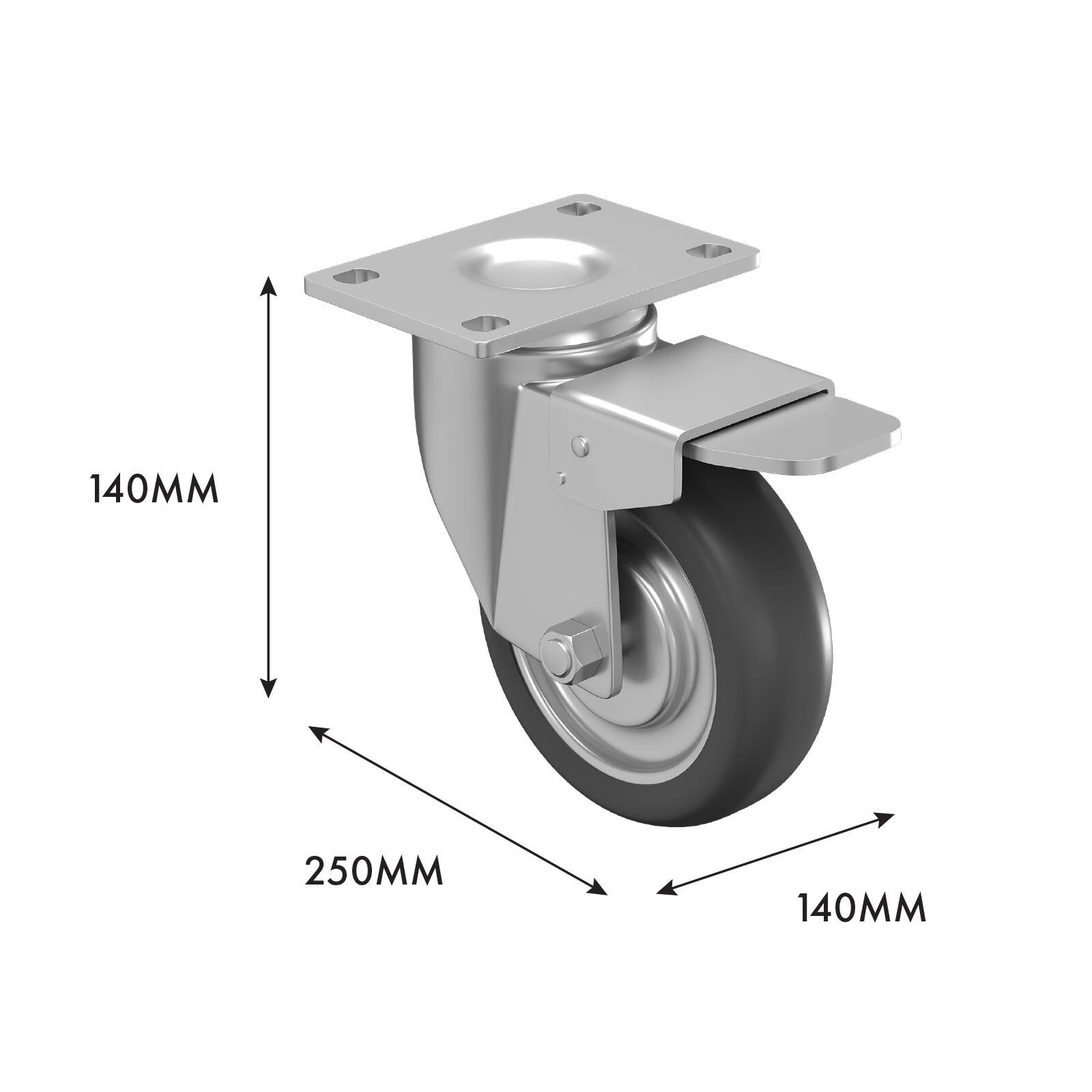 Rack It PRO Castors Set 4 Pack Black Powder Coated Steel