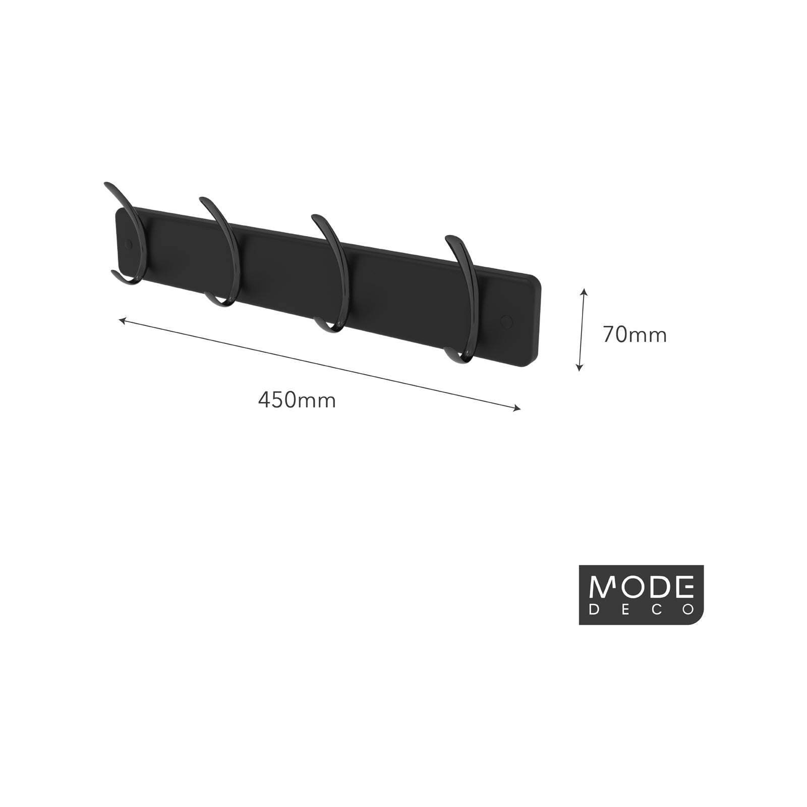 Mode Black Board Hat and Coat Rack 4 Hooks