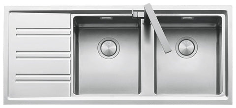Barazza Easy double bowl sink with left hand drainer - Stainless steel, topmount - EASY200R