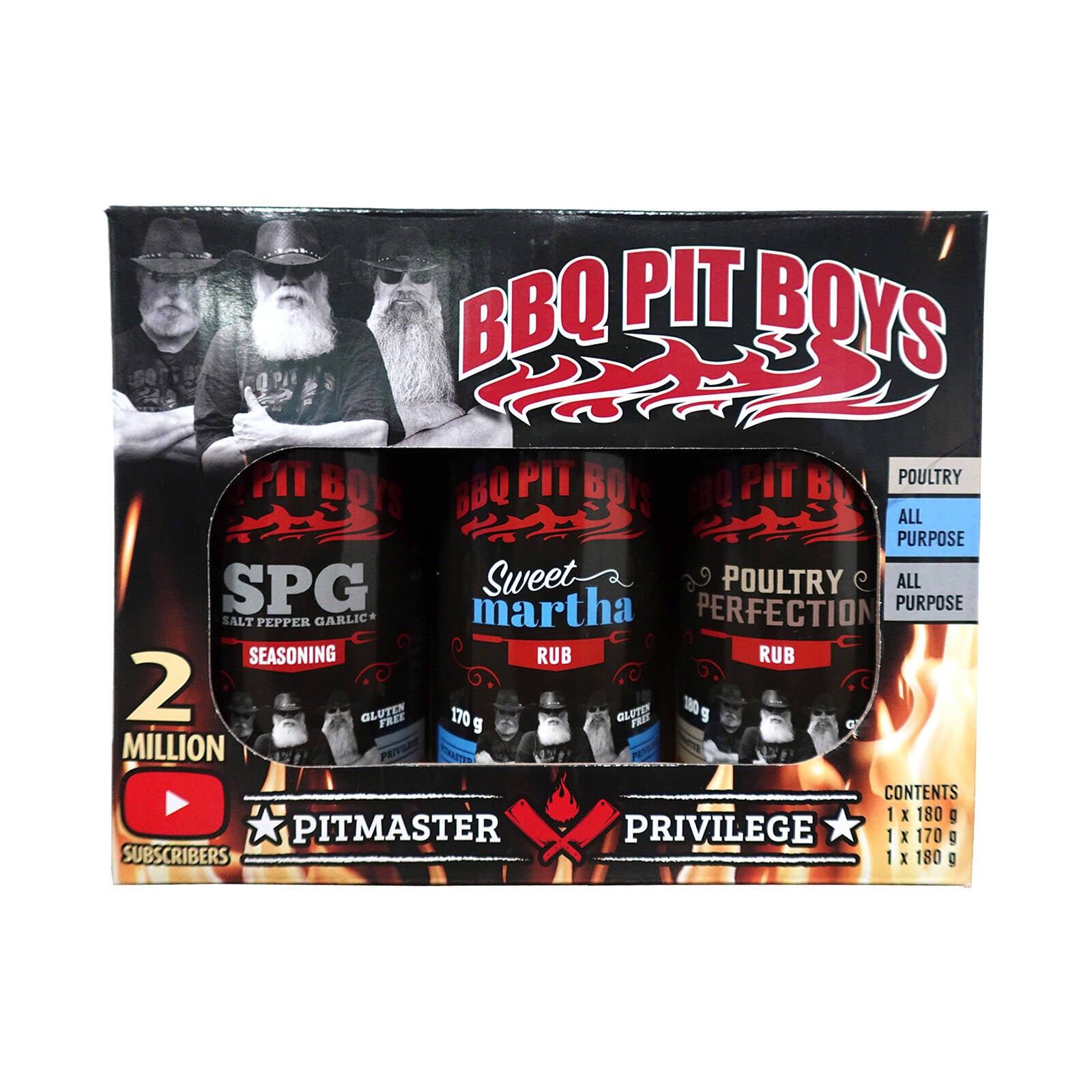 BBQ Pit Boys 3 Pack Rub Gift Set - SPG, Poultry Perfection & Sweet Martha