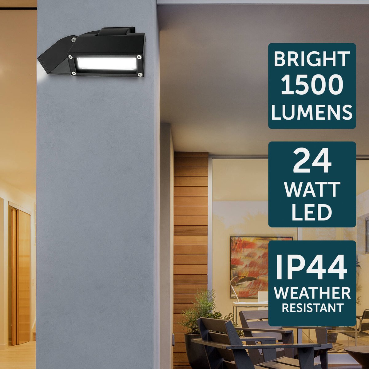 Brilliant Nighthawk 24W Black Twin Flood Light 400mm x 150mm - SuperSaverAU - view 5