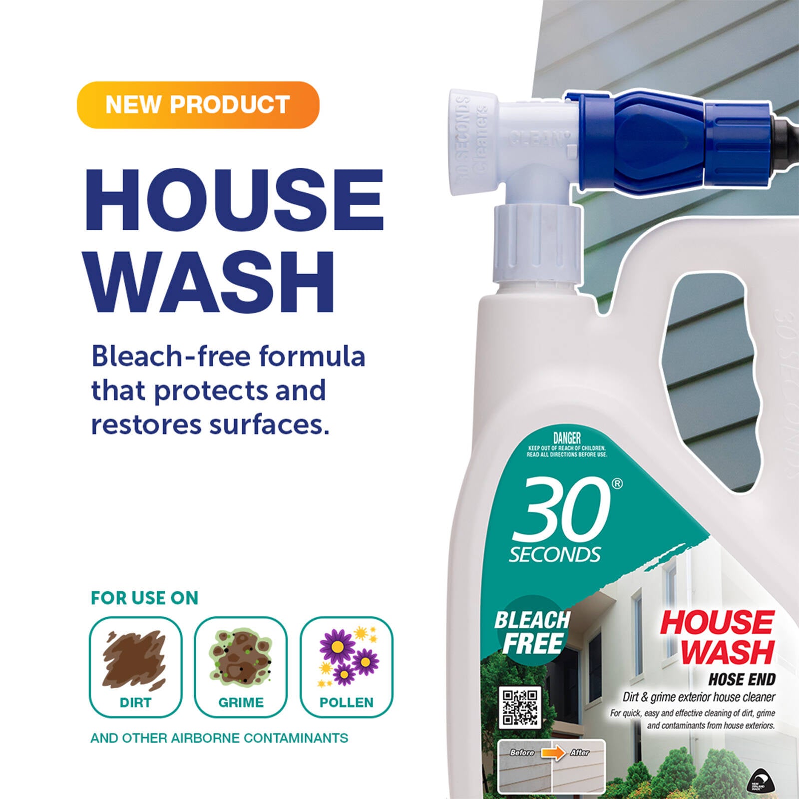 30 Seconds 2L House Wash with Rapid Hose End Technology, Ready to Use