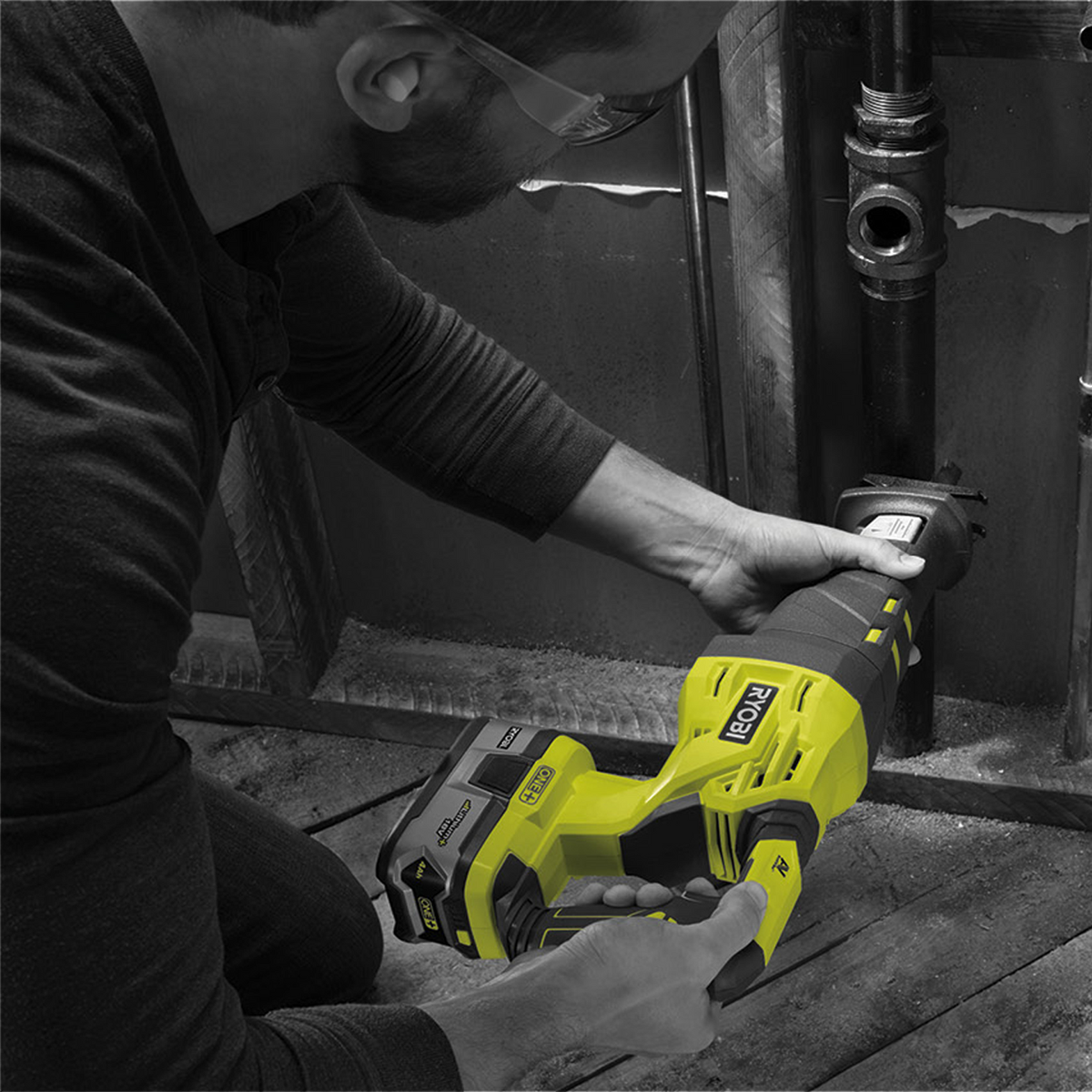 Ryobi 18V ONE+ Reciprocating Saw R18RS-0 Cordless Skin Only, Black/Hypergreen