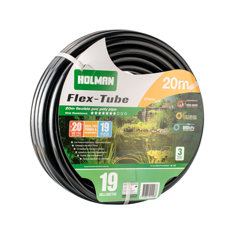 Holman 19mm Flex Tube 20m PVC Reduces Algae Build-Up Black - SuperSaverAU - view 1