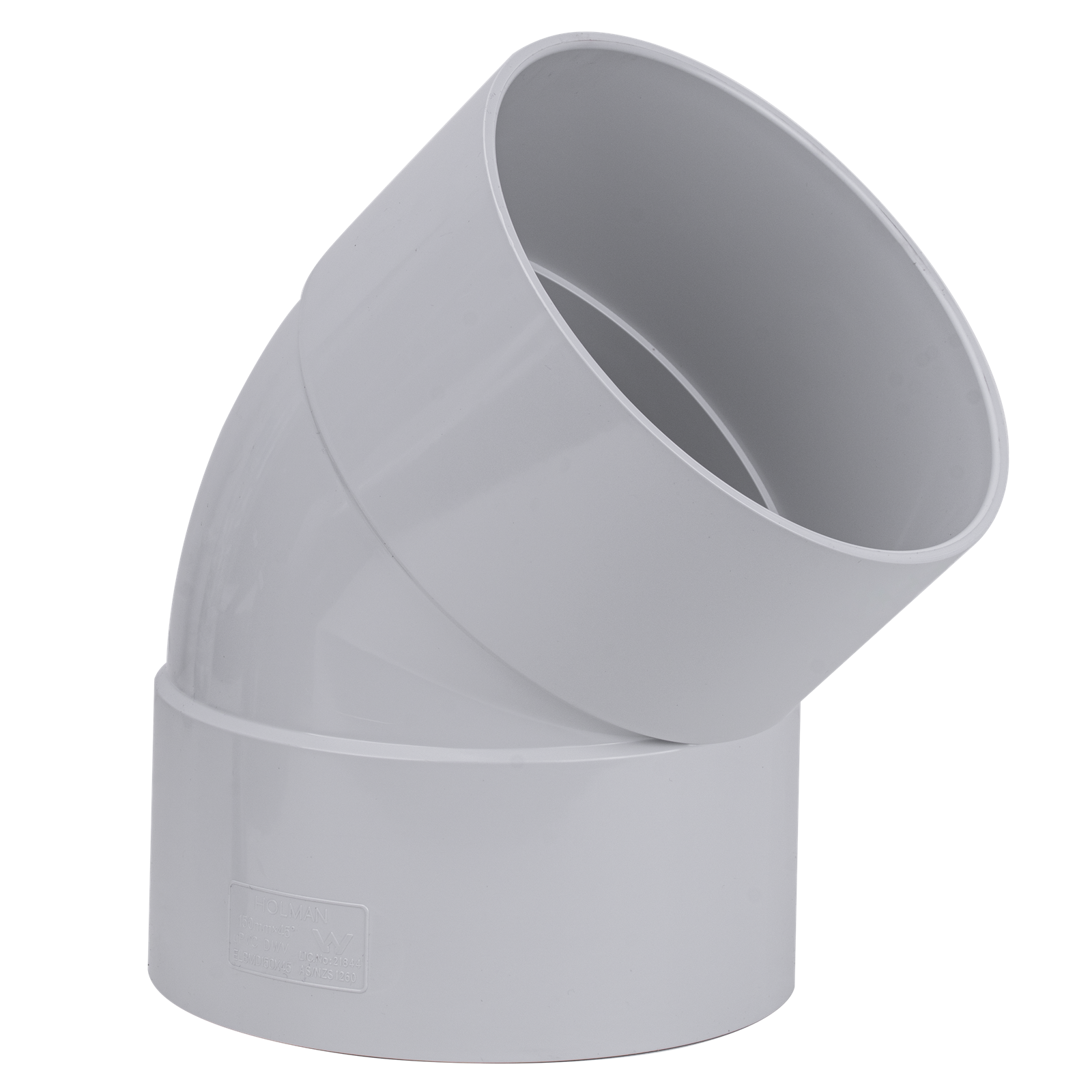 Holman 150mm 45 Degree Female to Female PVC DWV Plain Bend