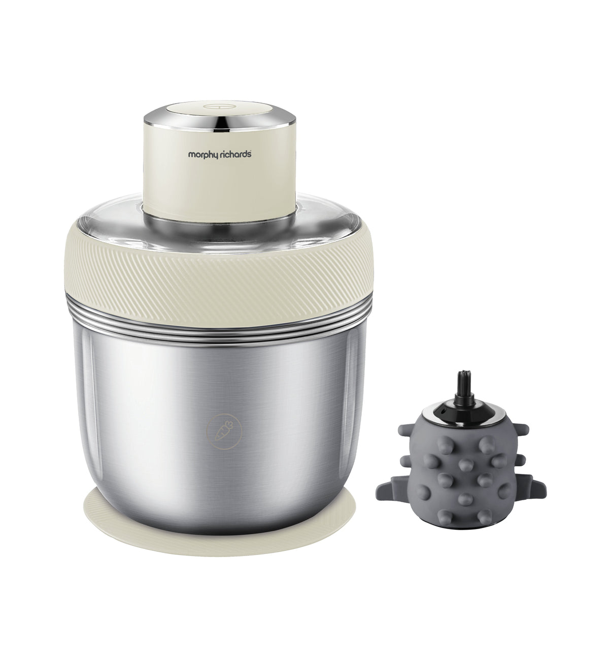 Morphy Richards Stainless Steel Chopper - 350W, Three Stackable Bowls, One-Button Operation - MRCH35WT