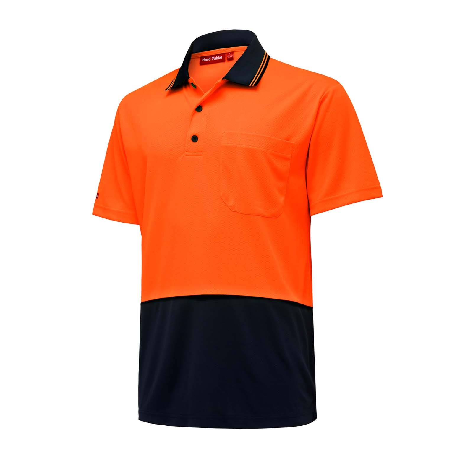 Hard Yakka Hi-Vis Short Sleeve Polo Orange and Navy Size 3XL