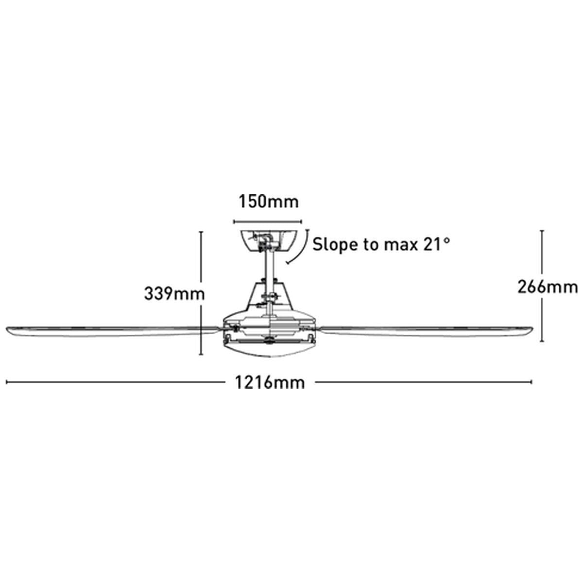 Mercator Nemoi Lite 122cm DC Ceiling Fan with LED Light - Black, 4 Colour Temperatures - FC708124BK