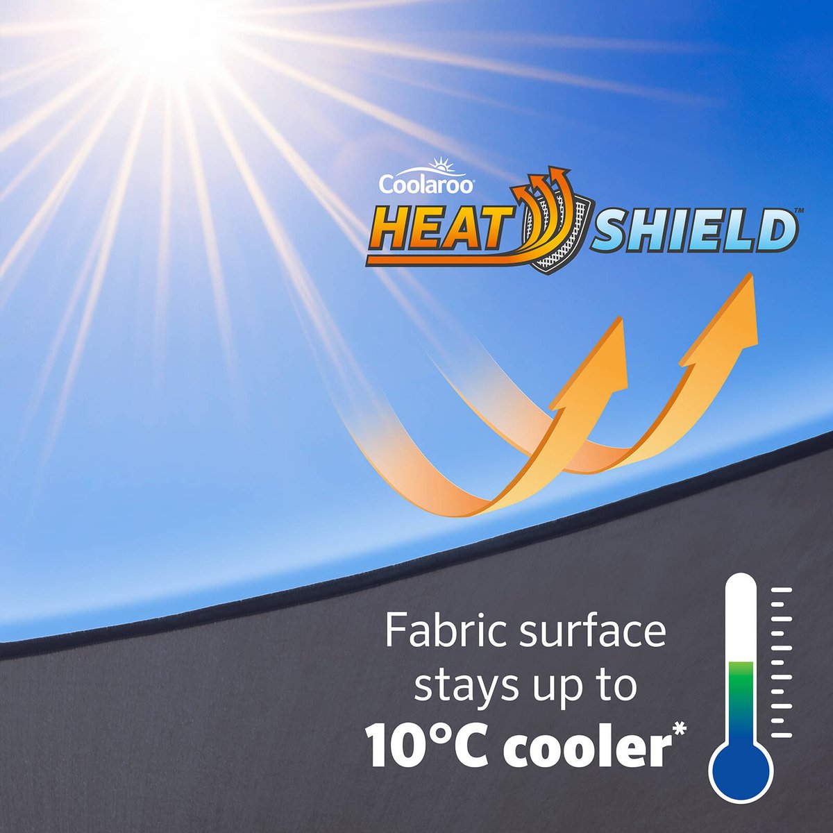 Coolaroo Graphite 2.4 x 3.6m Heatshield Ready-To-Hang Rectangle Shade Sail, HDPE, Up to 90% UV Block
