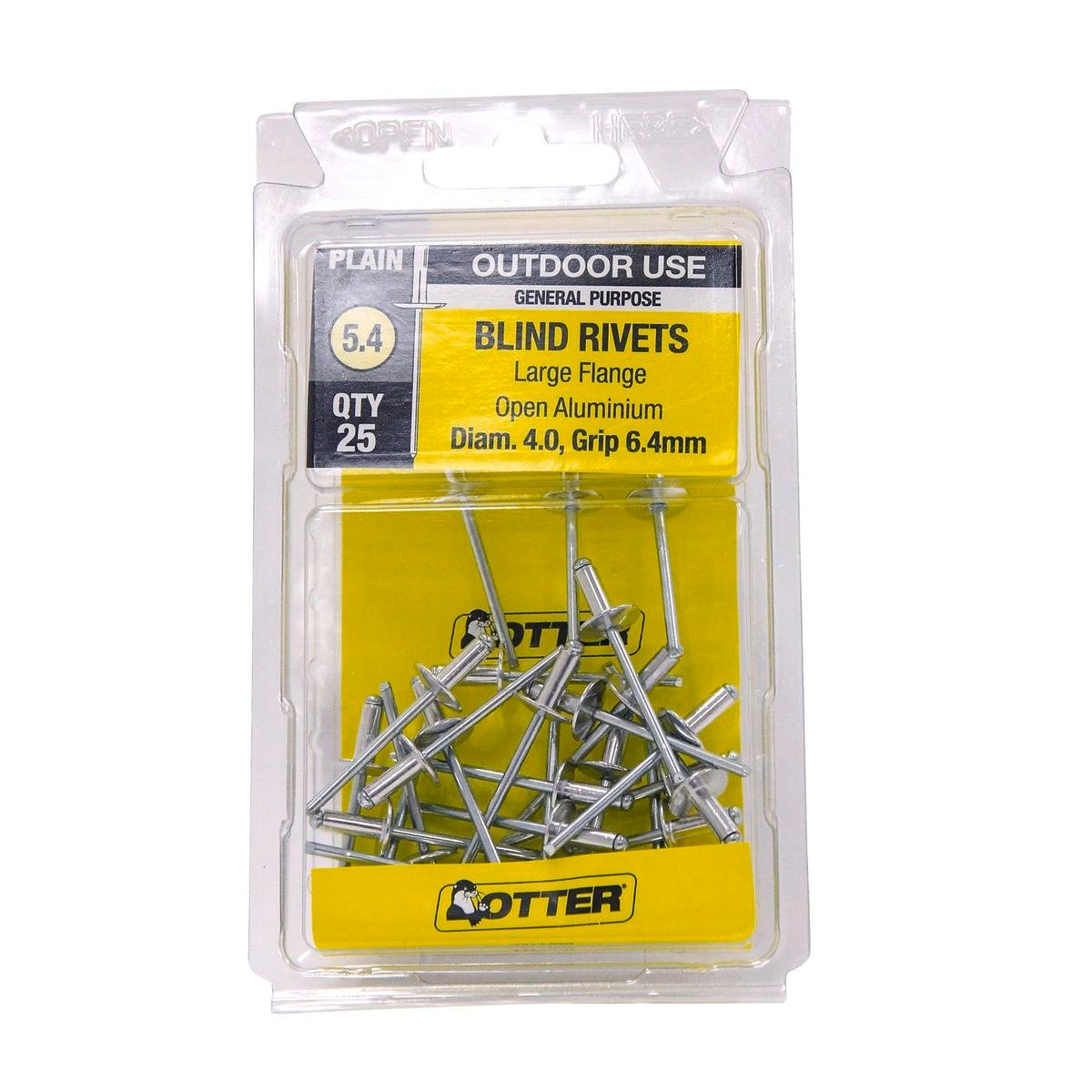 Otter 4.0 x 6.4mm Large Flange Aluminium Rivets 25 Pack