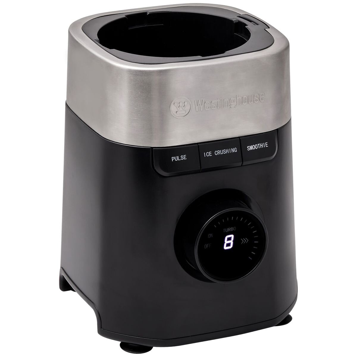 Westinghouse Blender 1.5L Glass Jug - Black with Stainless Steel Trim - 900W, 8 Speeds, Hex Blade - WHBL04K