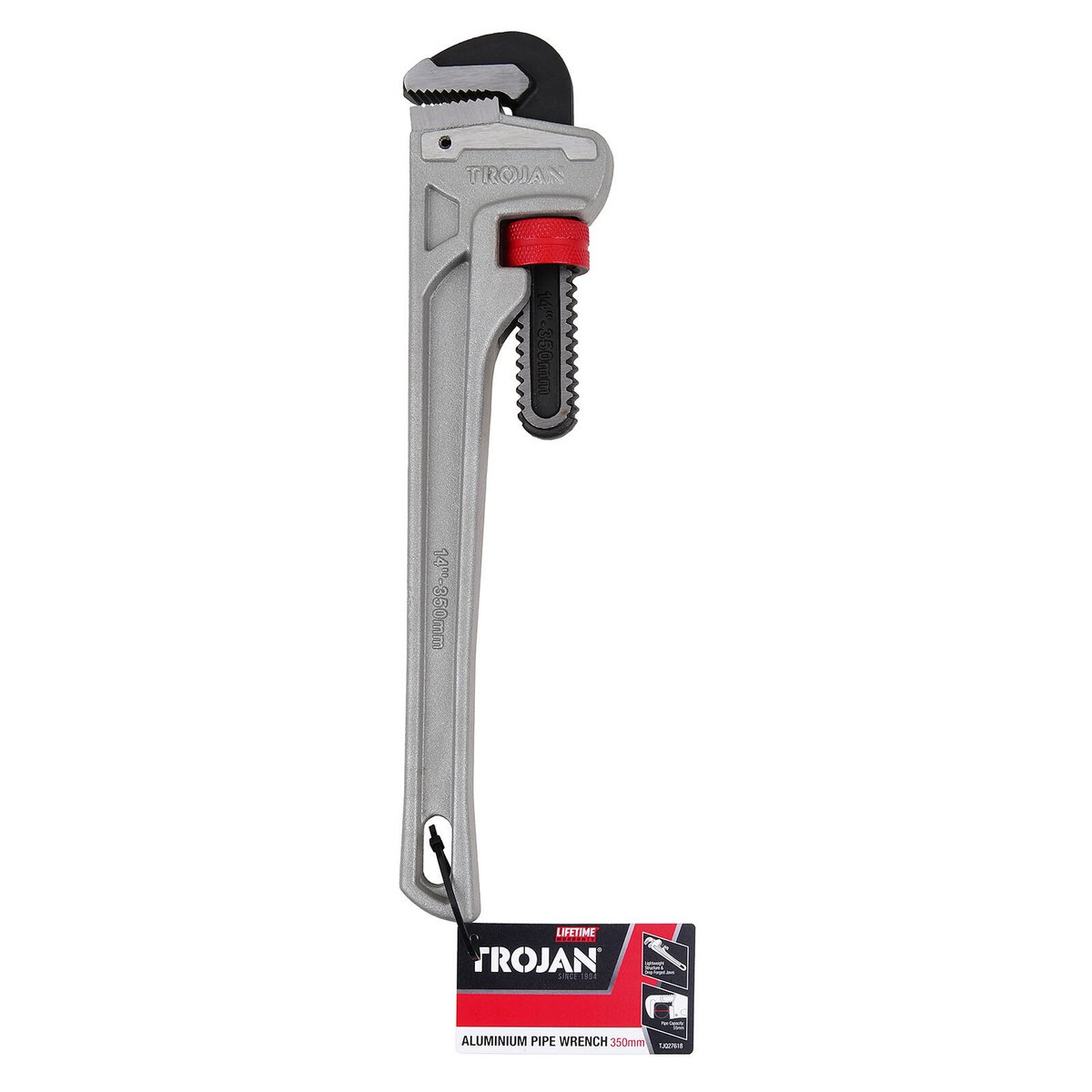 Trojan 350mm Aluminium Pipe Wrench - Lightweight - Drop Forged Jaws - 55mm Capacity - SuperSaverAU - view 2