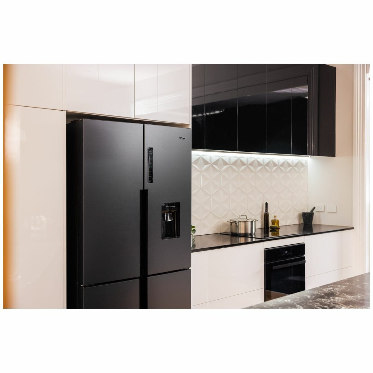 Haier 90cm Electric Cooktop - Black Ceramic Glass, 5 Elements, Touch Controls, Spill Detector - HCE905TB3