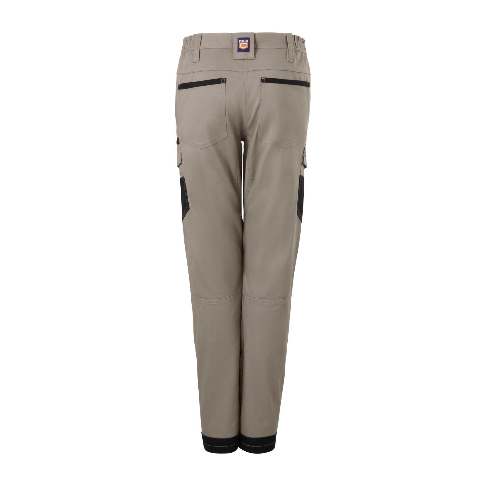 Citeco Women's Khaki Cotton Stretch Cargo Pants - 245gsm Twill, Size 10
