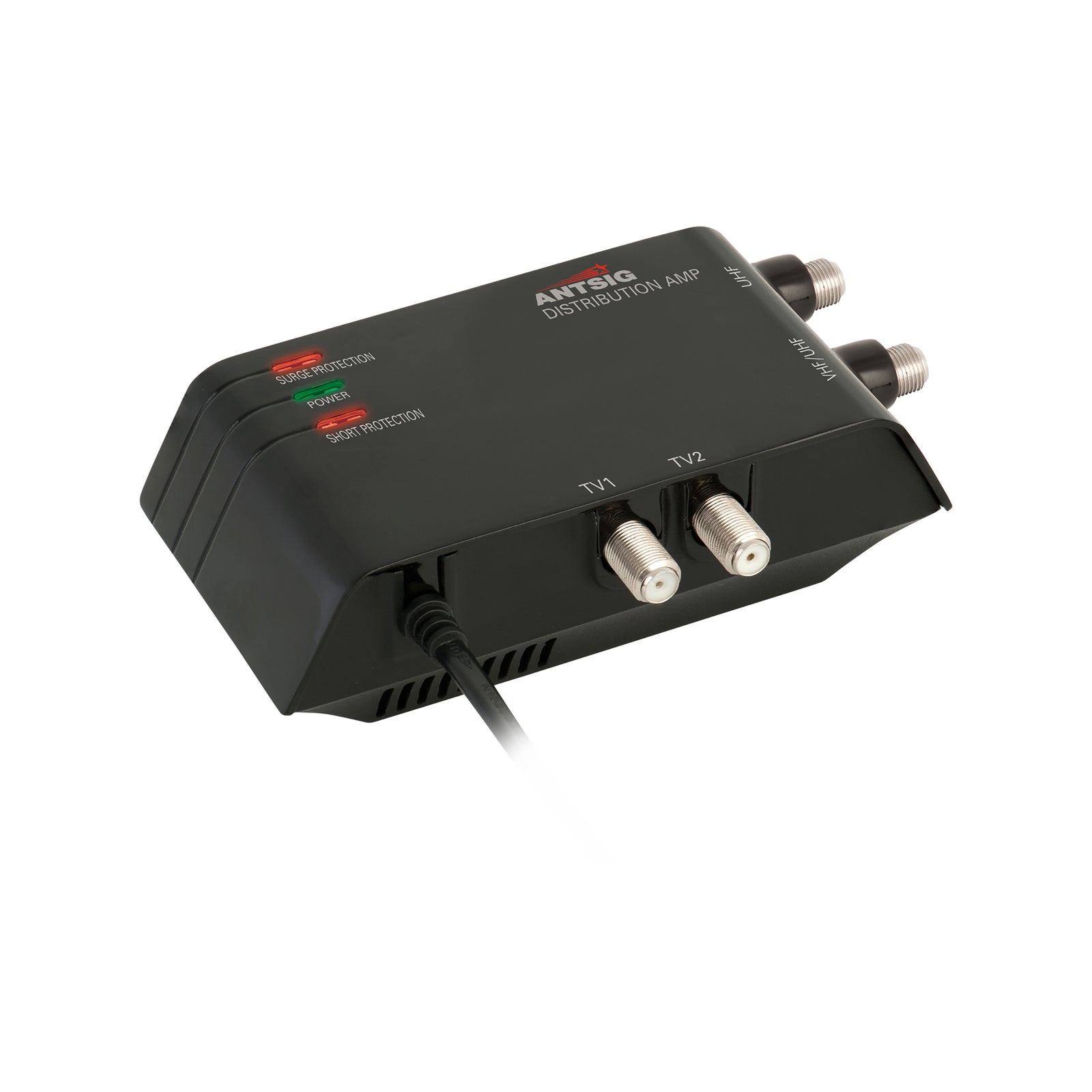 Antsig 2 Way Indoor Distribution Amplifier - 2 Input 2 Output, Black Gloss ABS AP862