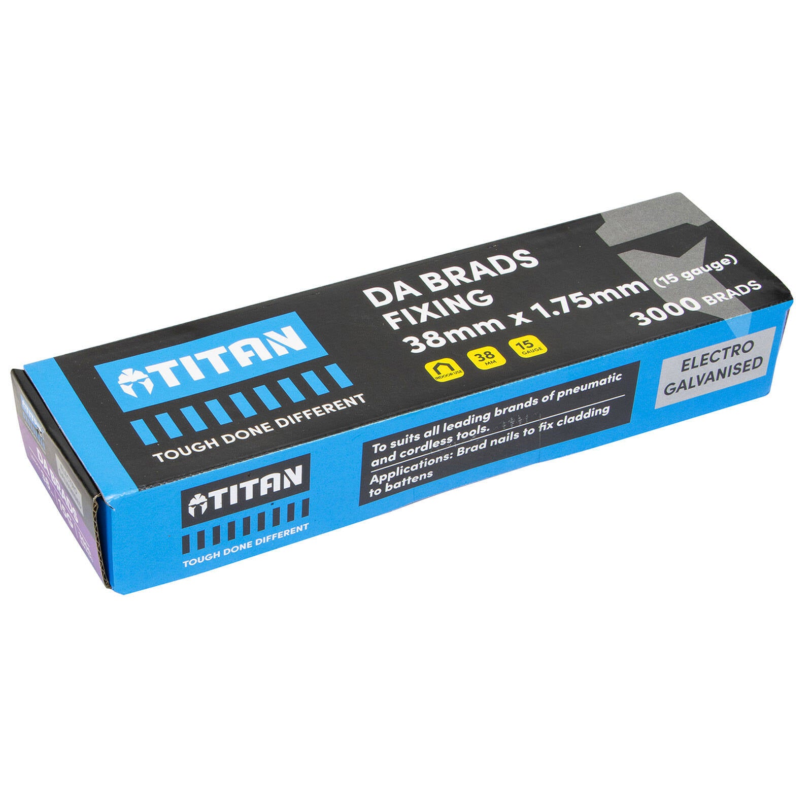 Titan 38 x 1.75mm 15 Gauge Electro Galvanised 34 Degree Angled DA Brads - 3000 Pack