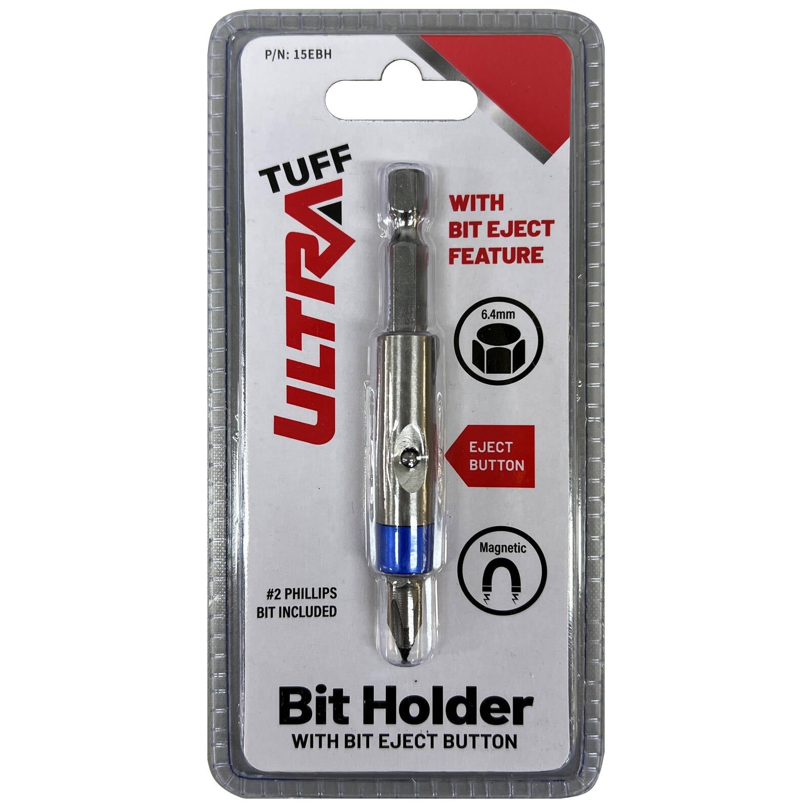 Ultra Tuff Metal Bit Holder with Eject Button, 6mm Hex Drive