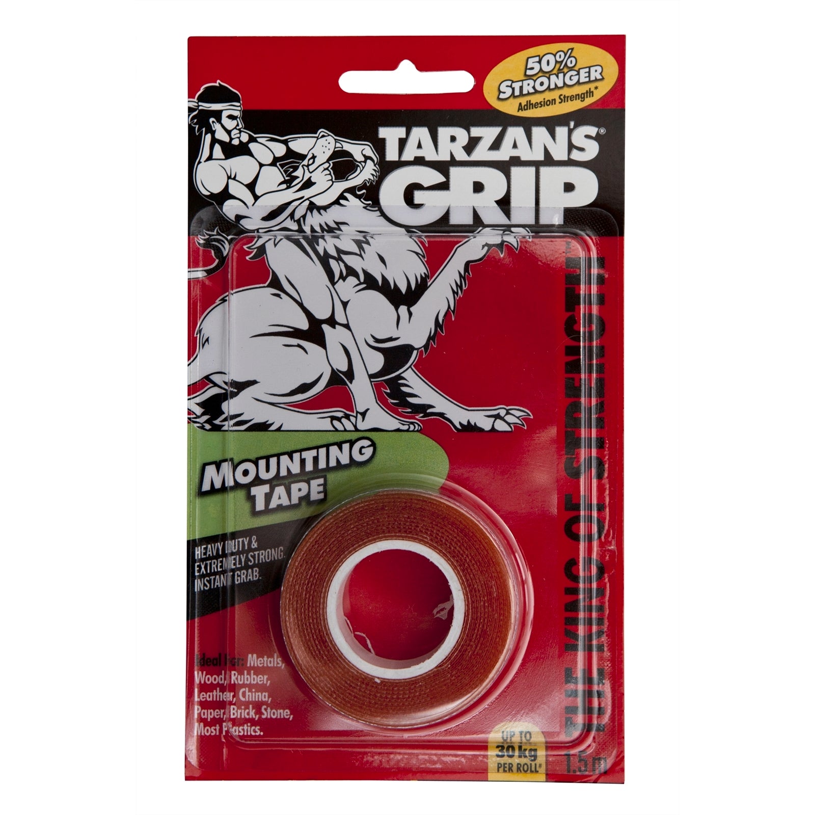 Tarzan's Grip Heavy Duty Double Sided Mounting Tape 1.5m, Strong Permanent Hold