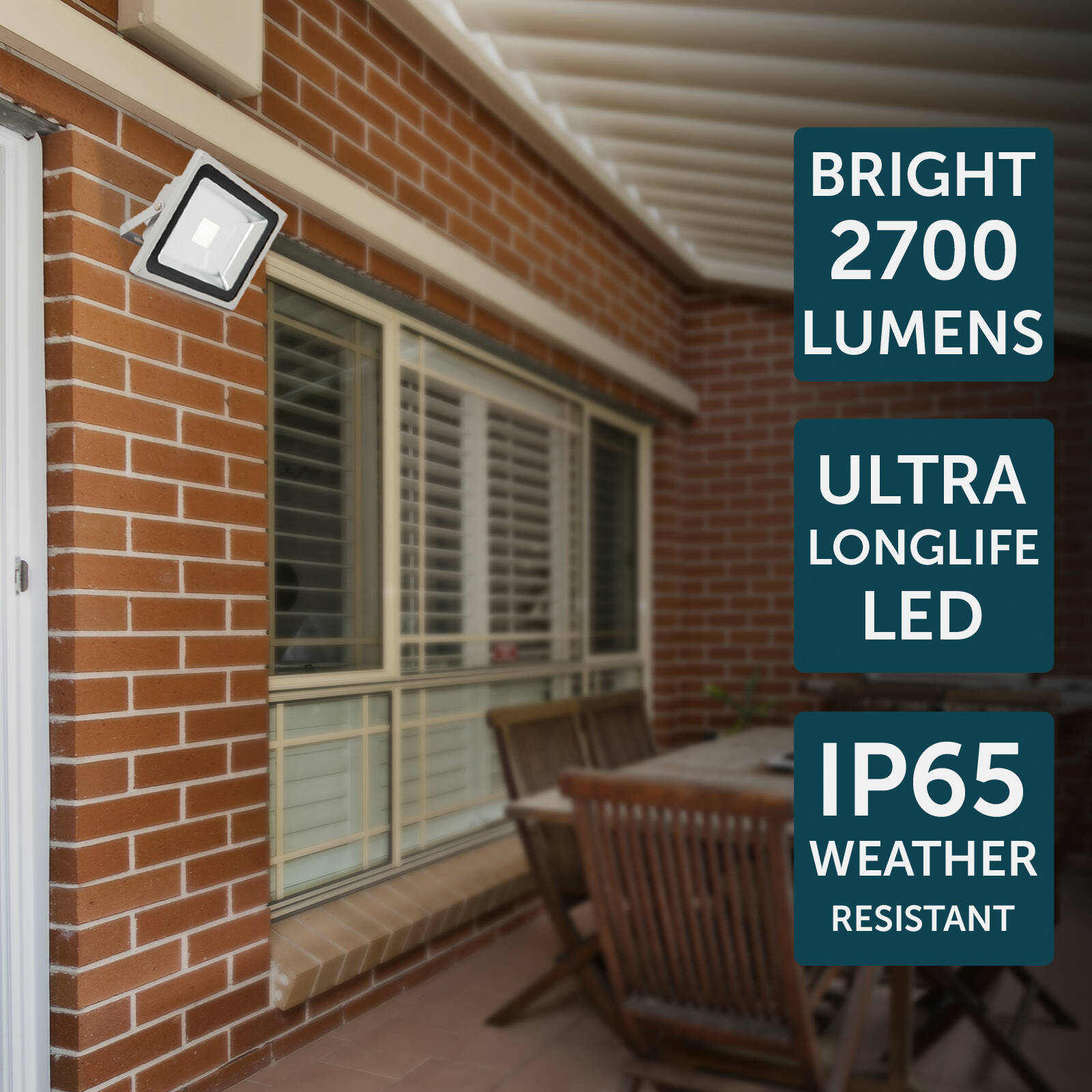 Brilliant Ranger III 30W LED Panel Flood Light Weather-Resistant Outdoor Grey 20864/08
