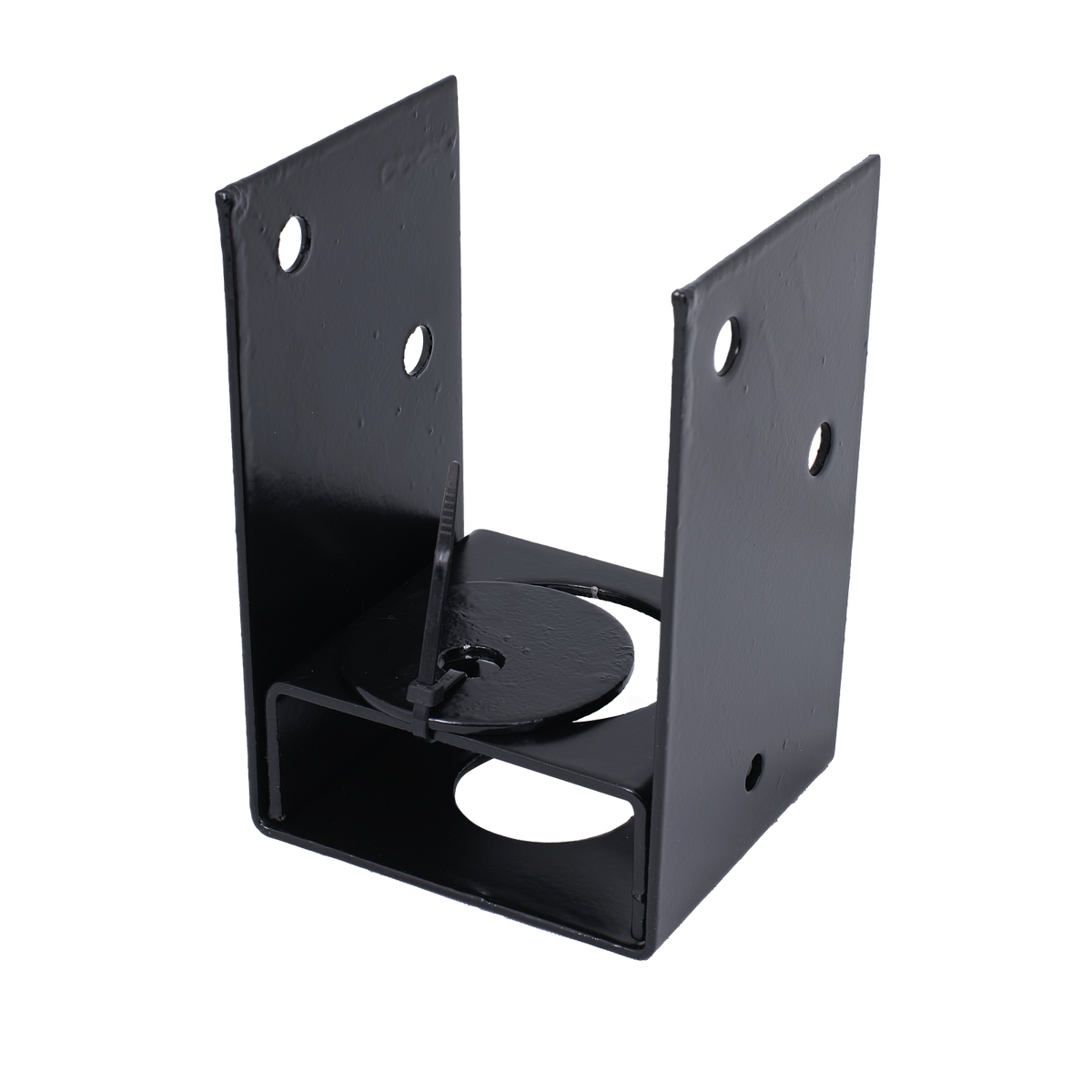 Pryda 90mm M10 Bolt Down Full Stirrup Post Anchor Powder Coated Black