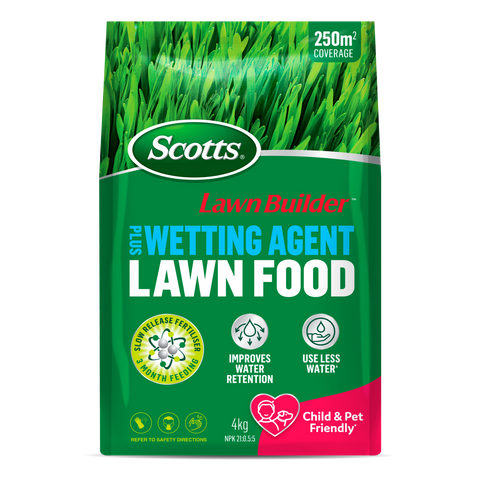 Scotts Lawn Builder 4kg Slow Release Lawn Food with Wetting Agent, Covers 250sqm