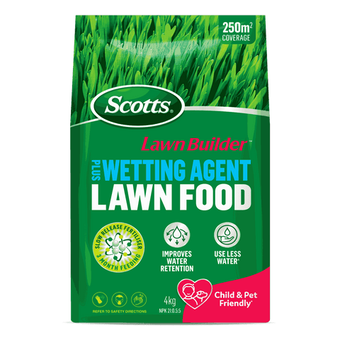 Scotts Lawn Builder 4kg Slow Release Lawn Food with Wetting Agent, Covers 250sqm