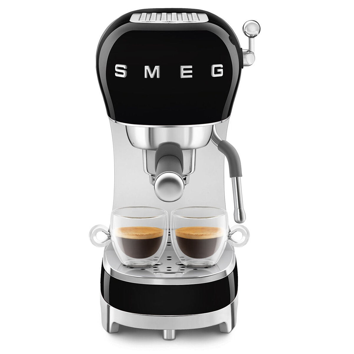 Smeg 50s Style Espresso Coffee Machine - 15 Bar, ThermoBlock, Steam Wand, Black - ECF02BLAU