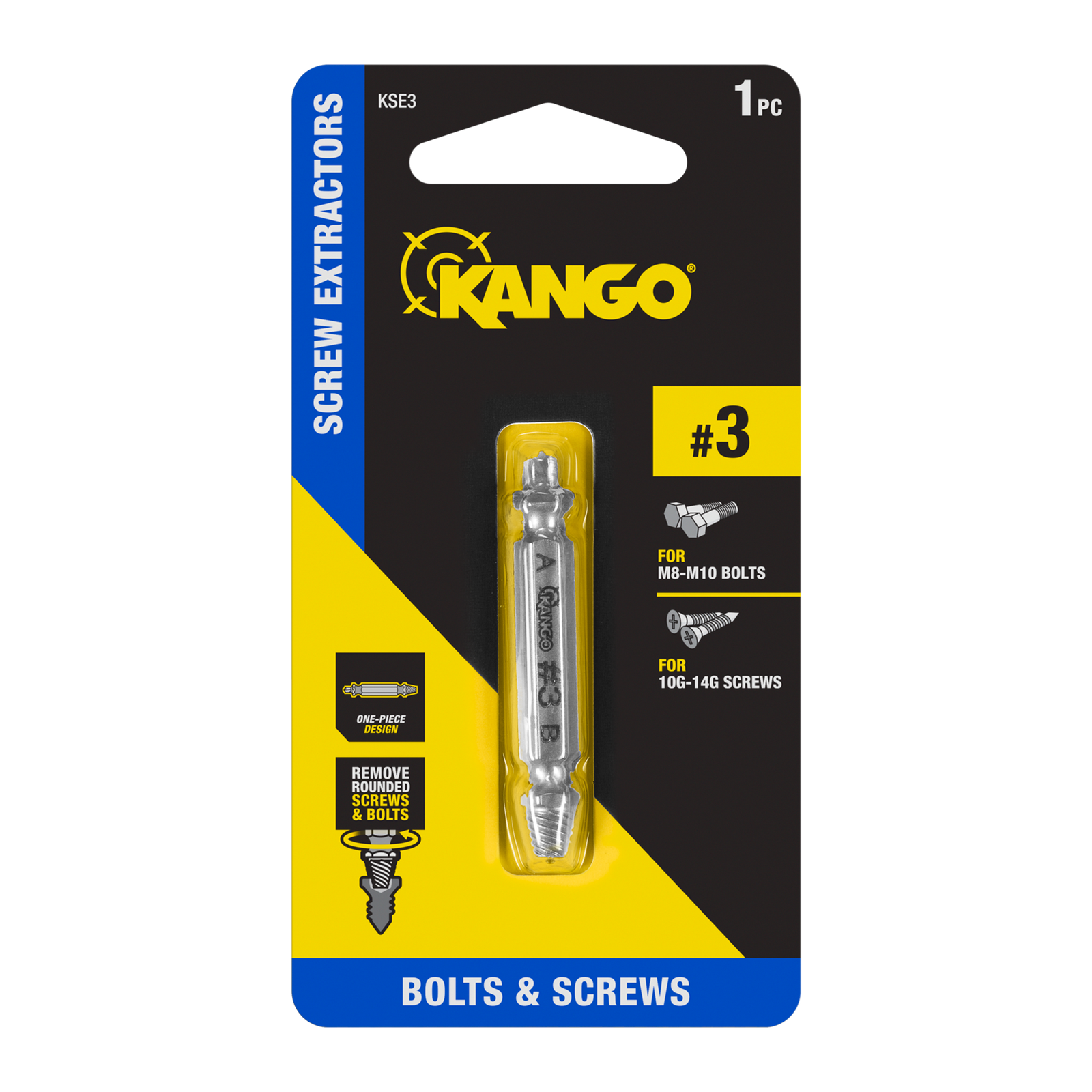 Kango Size #3 Screw Extractor - Double-Ended M2 Steel for 10G-14G Screws