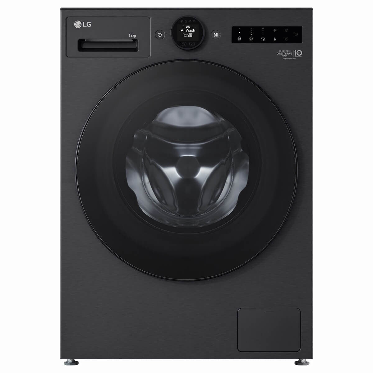 LG Series 9 12kg Front Load Washing Machine - Matte Black, AI Direct Drive, Steam+ - WX9-1412MB