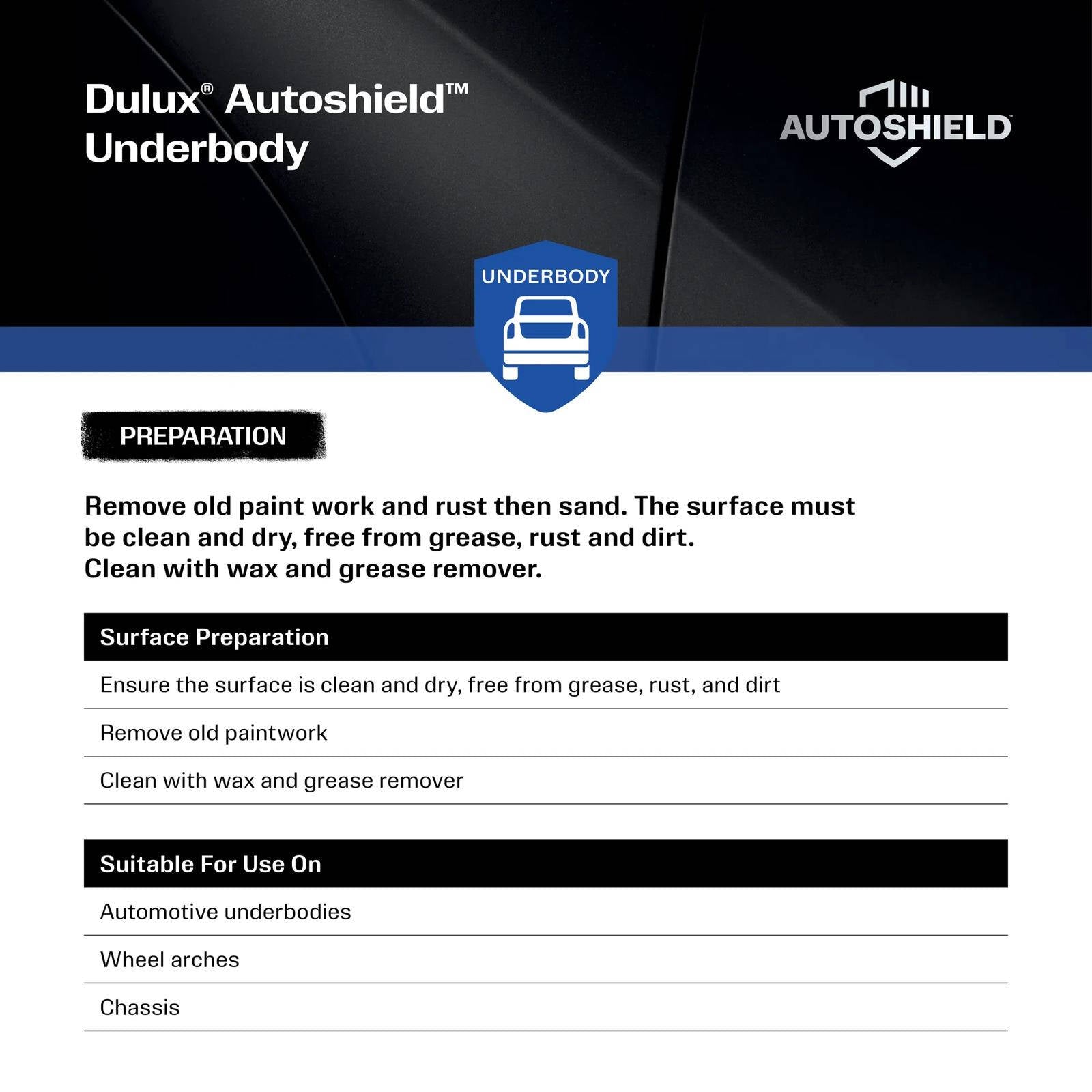 Dulux Autoshield 340g Black Underbody Coat Spray Paint, Protective Automotive Underbody Coating