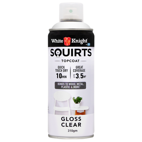 White Knight Squirts Clear Gloss Spray Paint 310g Durable Finish - SuperSaverAU - view 1