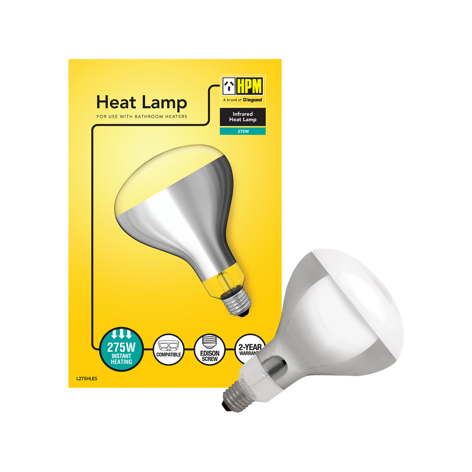 HPM 275W ES Infra Red Heat Lamp - Clear Glass, L275HLES