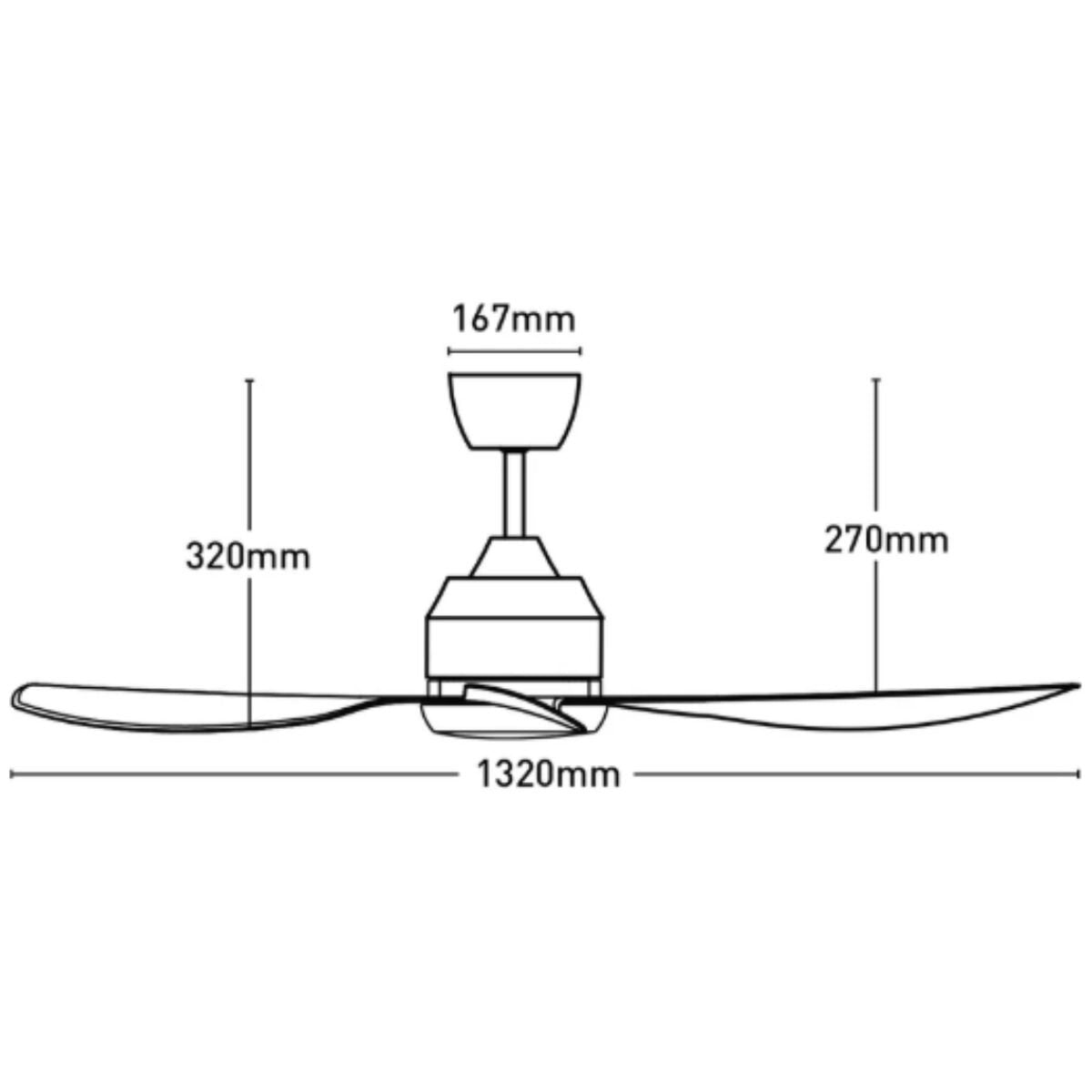 Mercator Jota 132cm DC Ceiling Fan with CCT LED - White, 35W Motor, Remote - FC2118133WH