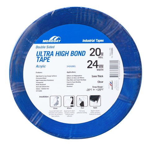 Moroday 24mm x 20m Clear Acrylic Double Sided Ultra High Bond Tape