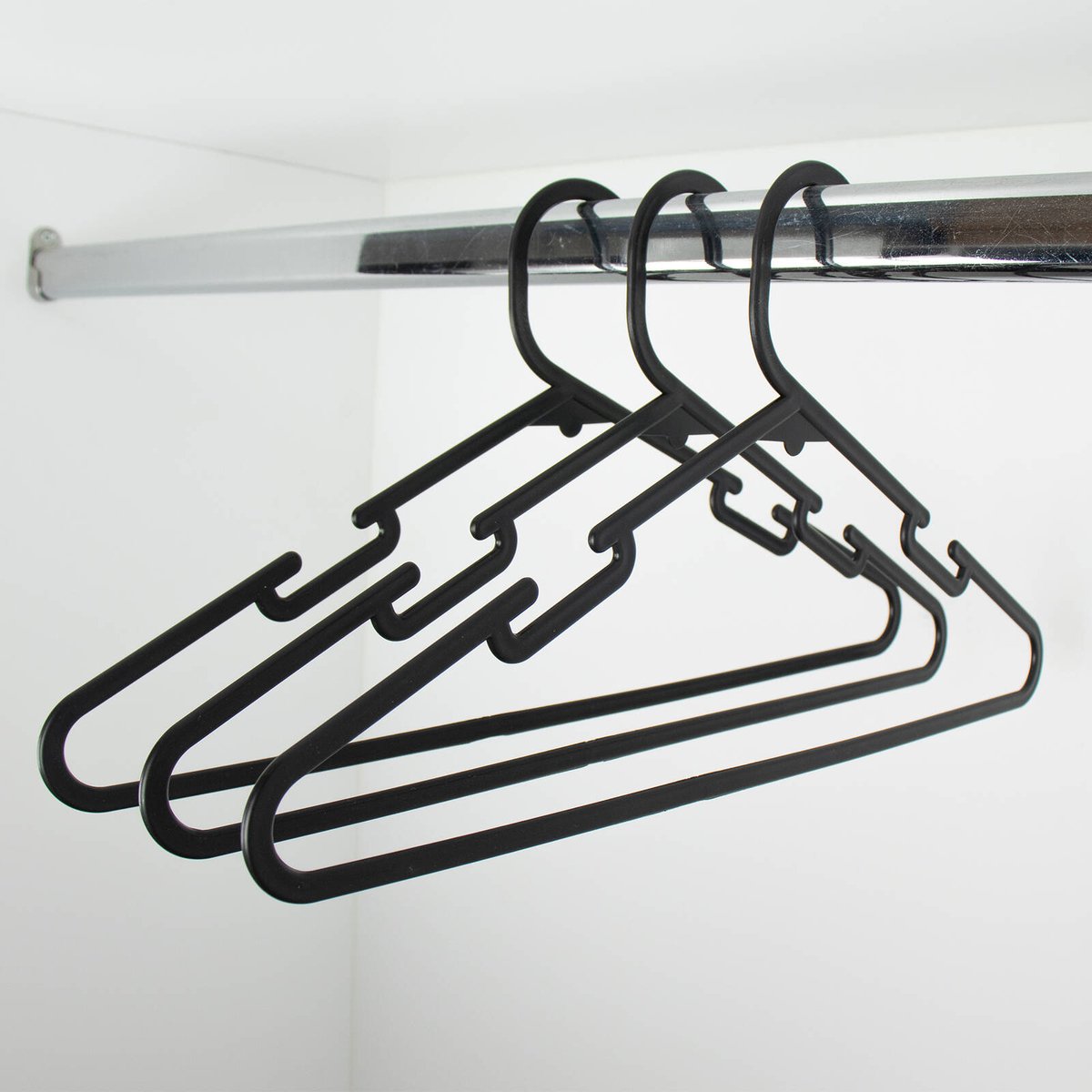 All Set Black Plastic Clothes Hanger 12 Pack - 385mm x 200mm - Anti-Slip Design - SuperSaverAU - view 4