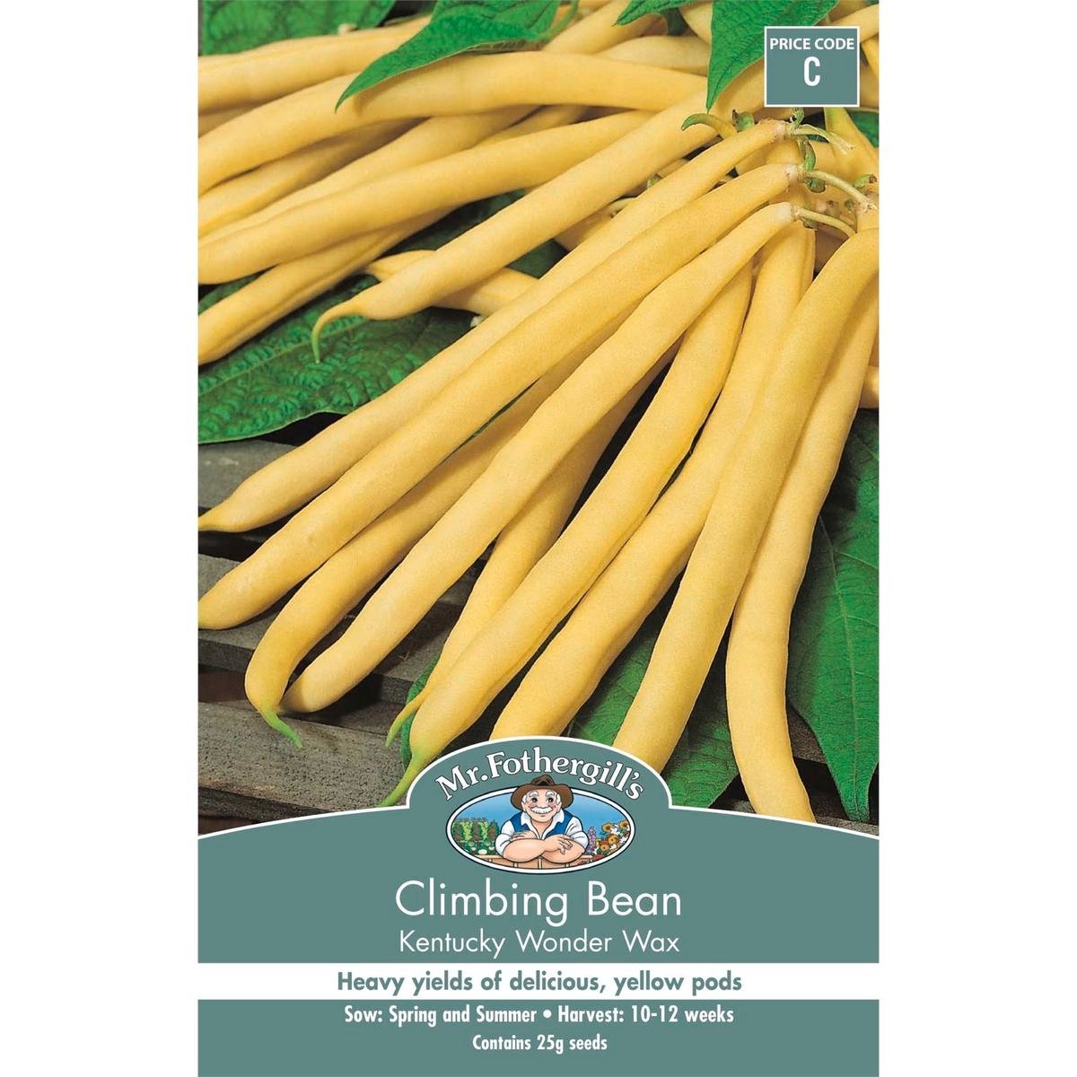 Mr Fothergill's Climbing Bean Kentucky Wonder Wax Seeds, Yellow Pods, 200cm Climber