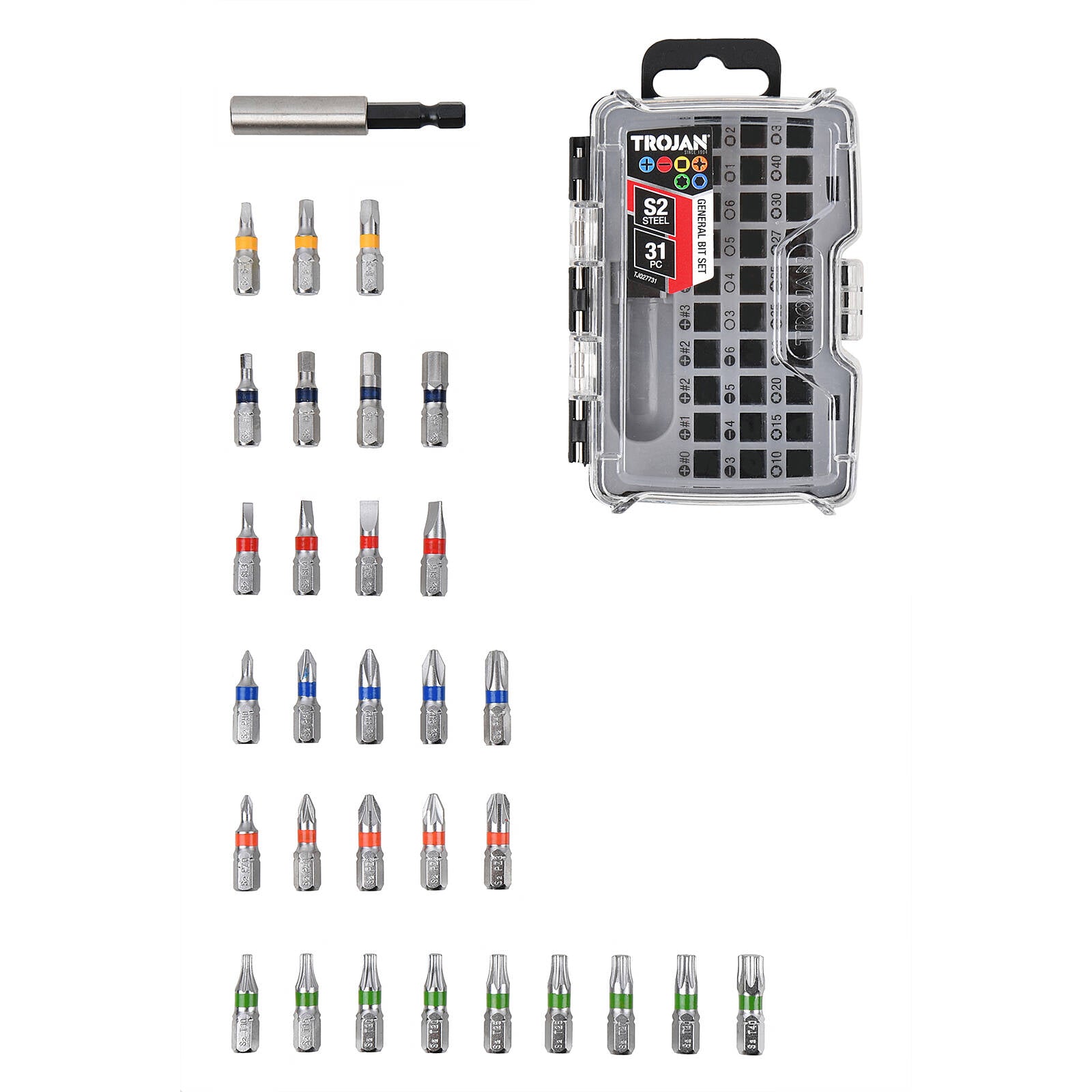 Trojan 31 Piece Screwdriver Bit Set with 60mm Extension Bar